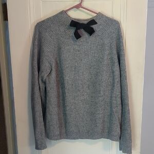 J Crew Gray Sweater with Black Bow Accent